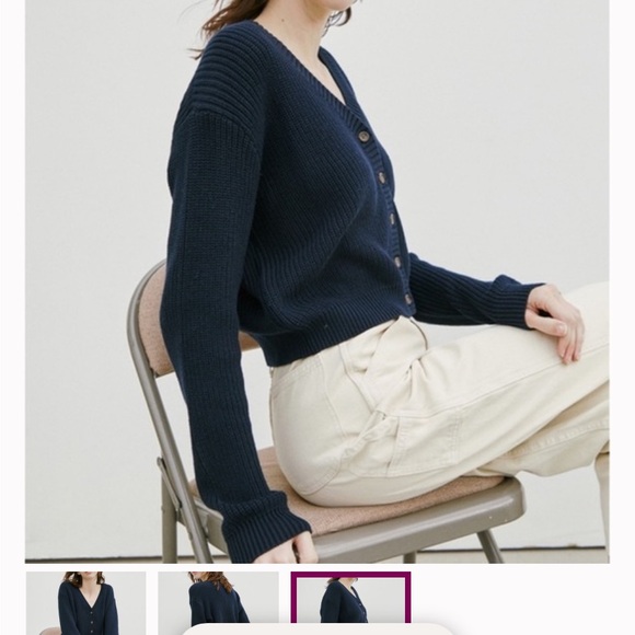 J.Galt stone cardigan button front v neck Ike size cotton billie knit blue gre - Picture 2 of 9